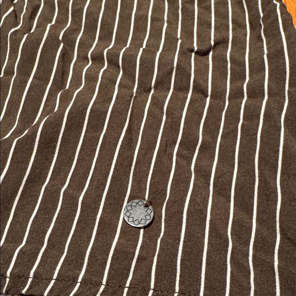 Numph olive green and white stripe button down shirt size 38 - Picture 4 of 4